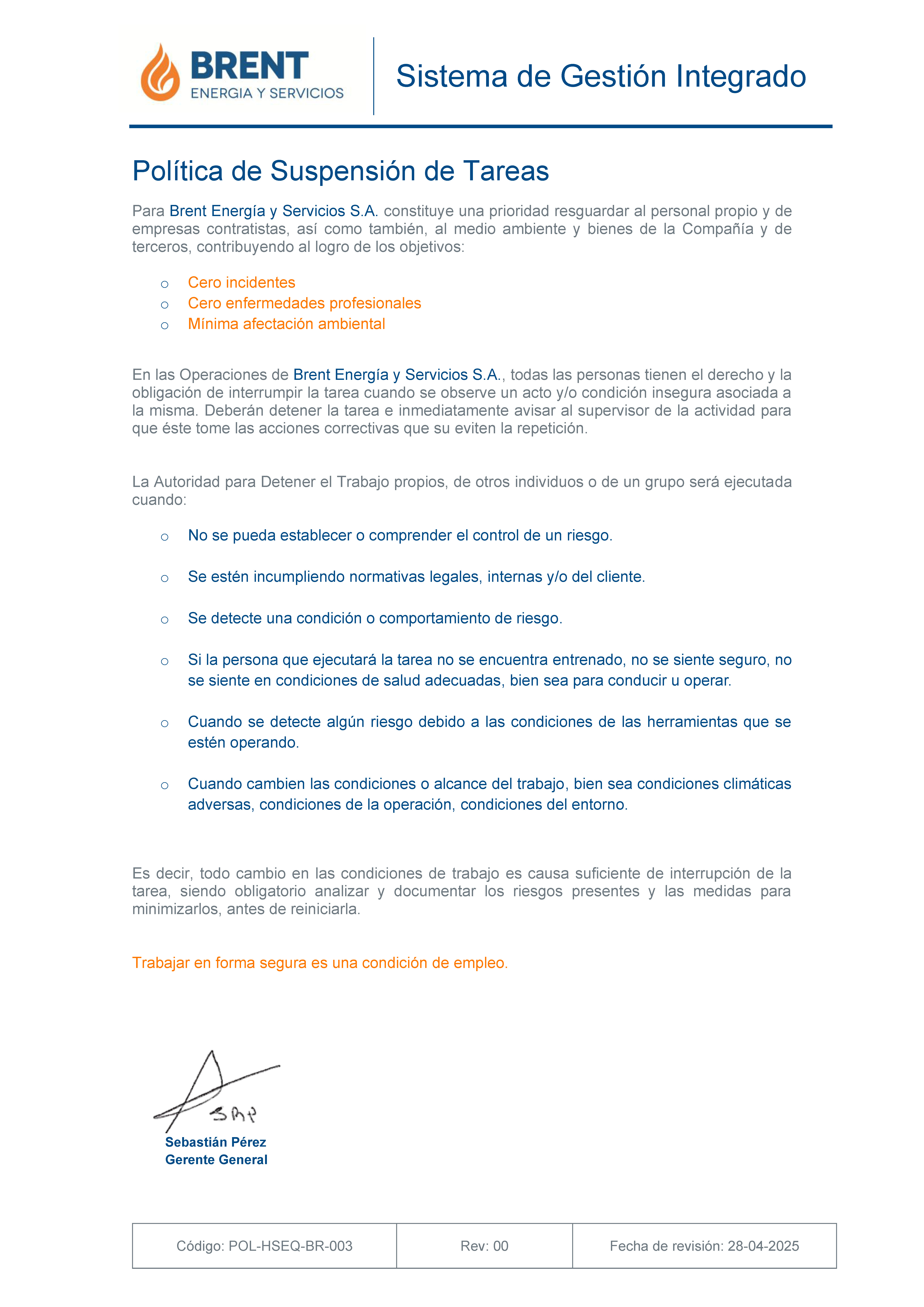 Política de Suspensión de Tareas
